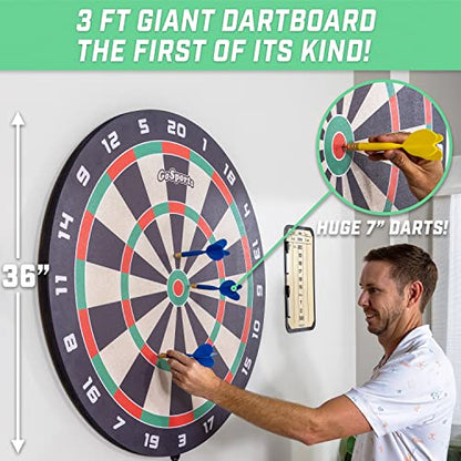 GoSports Giant 3 ft or 4 ft Cork Dartboards - Includes 12 Giant Darts and Scoreboard - New Fun Twist on Darts - style: 3 ft