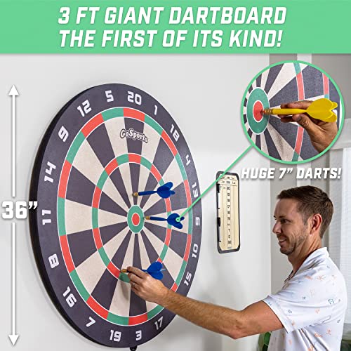 GoSports Giant 3 ft or 4 ft Cork Dartboards - Includes 12 Giant Darts and Scoreboard - New Fun Twist on Darts - style: 3 ft
