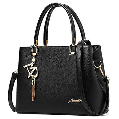 Womens Purses and Handbags Shoulder Bags Ladies Designer Top Handle Satchel Tote Bag - color: Black