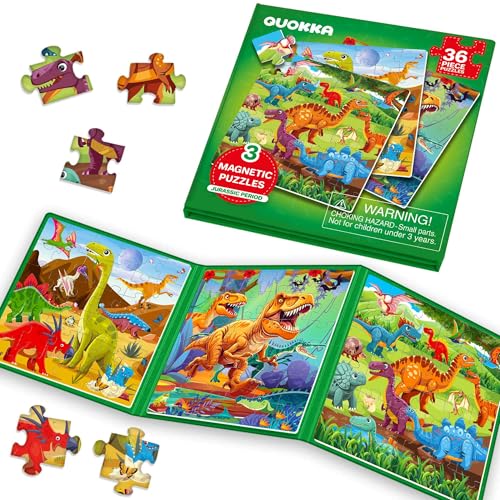 QUOKKA Magnetic Puzzles for Kids Ages 4-6 – 36 Pieces Sudoku Toddler Puzzles Ages 2-4 – Travel Games for Kids 3-5 – Jurassic Toddler Travel Toys – Car Airplane Road Trip Games for Boys & Girls - style: 9. DINO 36 PCS