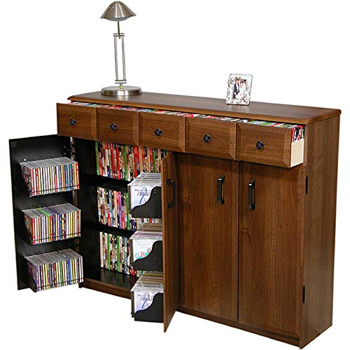 Venture Horizon Media Cabinet with Drawers- Walnut - color: Walnut