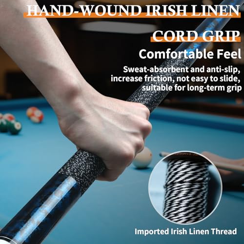 Kmise Pool Cue Stick Set of 4 - Canadian Maple Professional Pool Cues, New Upgraded Irish Linen Wire Grip, 18-21oz, 4 Colors Optional (Blue, Green, Red, Yellow, 21oz)