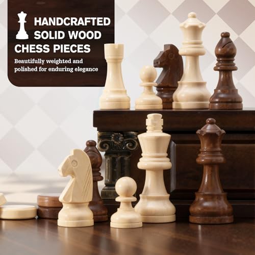 Peradix Magnetic Chess Set with 2 Built-in Storage Drawers, 15'' Wooden Strategy Board Games, 2 Extra Queens, Luxury Magnet Chess Game for Adults, Kids and Family Game Night, Gift Package - size: 15 Inches