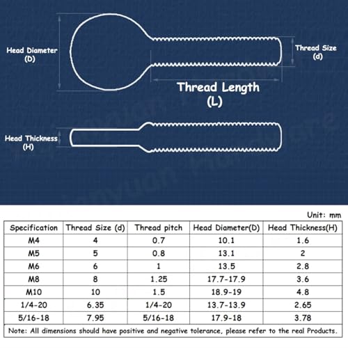 5Pcs 5/16-18x20mm Hand-Tighten Table Tennis Racket Thumb Screws M4-M10 1/4-20 5/16-18 UNC for Sports Equipment SUS304 Stainless Steel - style: 5/16-18x20mm(5Pcs)