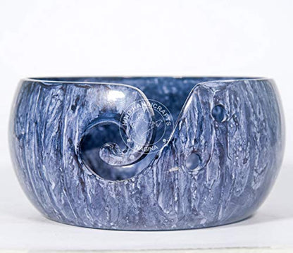 Premium Handmade Aluminium Yarn Bowl Holder for Knitting & Crochet – Deep Blue (6" x 6" x 3") - color: Deep Blue, size: 6" x 6" x 3"
