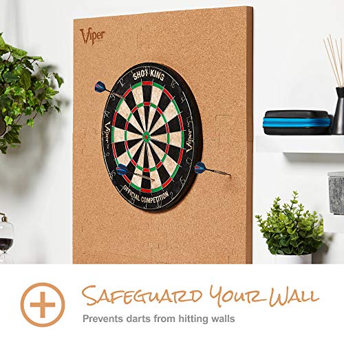 Viper Wall Defender III Cork Dartboard Surround, Reversible Cork Dart Board Wall Protector for 17.75 and 18 Inch Sisal Bristle Dartboards, 8.2 Sq Ft, Tan