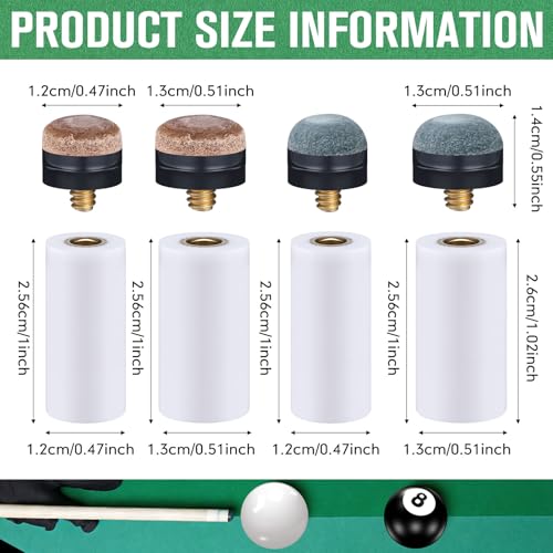 20 Sets Billiard Cues Tips Replacement with White Pool Cue Stick Ferrules 12mm/13mm Brown and Blue Slip on Pool Cue Tips Billiard Table Accessories Sticks Tip Cues Repair Kit