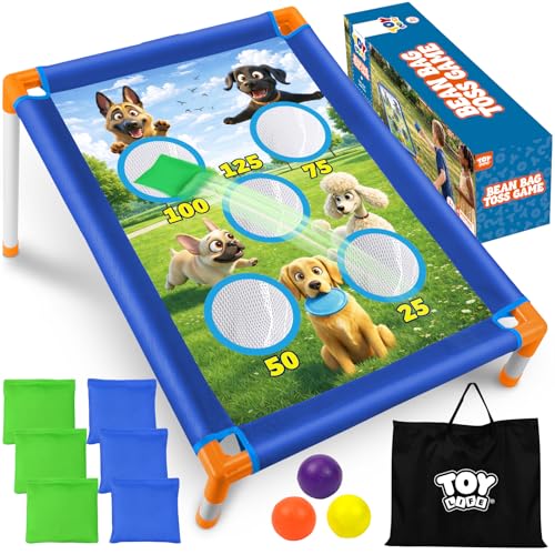 TOY Life Bean Bags Toss Carnival Games, Cornhole, Outdoor Toys for Kids Ages 4-8, Backyard Game Sports & Outdoor Play, Outside Toys Ages 5-7, Family Lawn Yard Games Birthday Party, Gift for Boys - color: Dog Bean Bag toss game