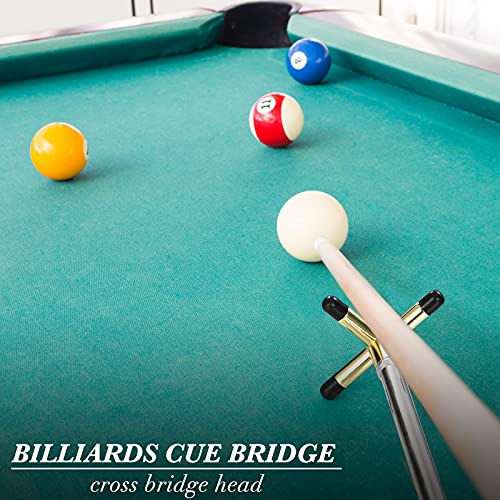Skylety Pool Cue Snooker Stick Pool Table Accessories Retractable Billiards Cue Rest with Removable Brass Bridge Head - style: Cross Bridge Head
