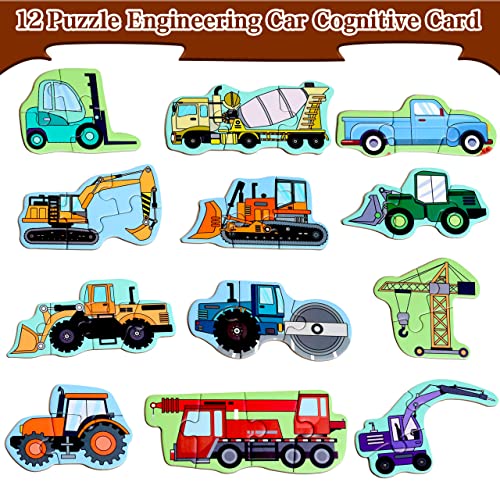 Magnetic Puzzles for Kids Ages 3-5, Travel Toddler Puzzles Ages 4-6 Year, Excavator Refrigerator Magnet for Kids Learning Gift for Road Trip, Activities Toys for 3 4 5 6 Year Old Boys Birthday Gifts - style: Engineering vehicle