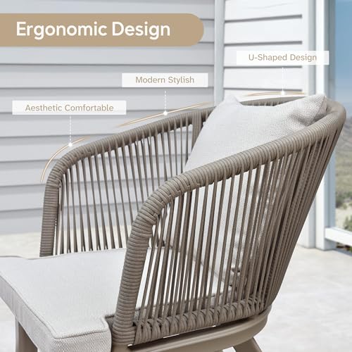 PURPLE LEAF 9 Pieces Outdoor Metal Furniture Set Patio Conversation Sets Dining Set, 1 Square Dining Table and 8 Modern Chairs with Cushions Seat Champagne - color: Champagne, size: 9 Pcs, style: Square