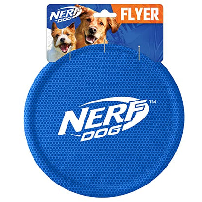 Nerf Dog Nylon Flyer Dog Toy, Flying Disc, Lightweight, Durable and Water Resistant, Great for Beach and Pool, 9 inch diameter, for Medium/Large Breeds, Single Unit, Blue - color: Blue - 1 Pack