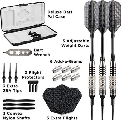 Viper by GLD Products Bobcat Adjustable Weight Soft Tip Darts with Storage/Travel Case - size: 16 Grams (Adjustable to 18 and 19 Grams), style: Nickel Silver Plated with Black Rings