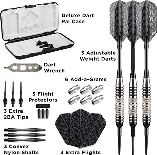 Viper by GLD Products Bobcat Adjustable Weight Soft Tip Darts with Storage/Travel Case - size: 16 Grams (Adjustable to 18 and 19 Grams), style: Nickel Silver Plated with Black Rings