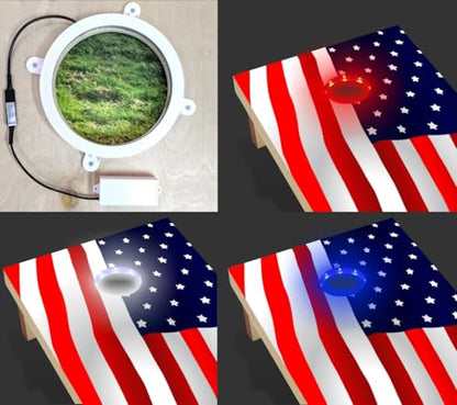 PartyToss Cornhole Boards/Bean Bag Toss Game Set w/Optional LED Lights & Graphics - Choose Your Model - color: USA