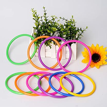 Topbuti 24 Pcs Multicolor Plastic Toss Rings Ring Toss Game Carnival Rings for Speed and Agility Practice Games, Garden Backyard Outdoor Games, Bridal Shower Game, Game Booth (3.94 Inch)