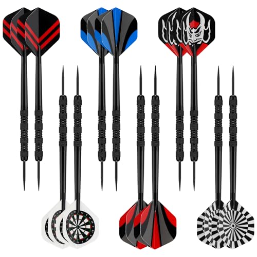 Accmor Metal Tip Darts, Steel Tip Darts, 14 Grams Professional Metal Darts, Darts Metal Tip Set, Metal Darts for Dartboard - color: Classic Legend-Black, style: 12 pack