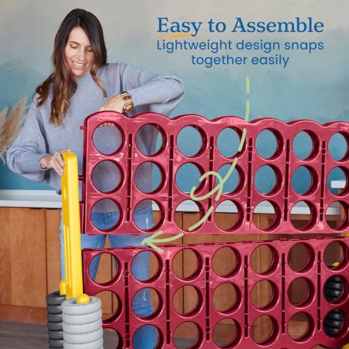 ECR4Kids Jumbo 4-to-Score Giant Game with 42 Rings and Reset Sliders, Kids Games, Cardinal, Gold - color: Cardinal/Gold