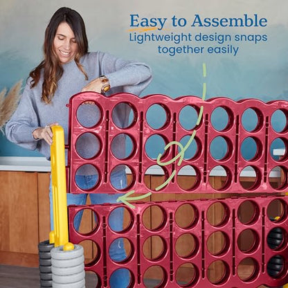 ECR4Kids Jumbo 4-to-Score Giant Game with 42 Rings and Reset Sliders, Kids Games, Cardinal, Gold - color: Cardinal/Gold
