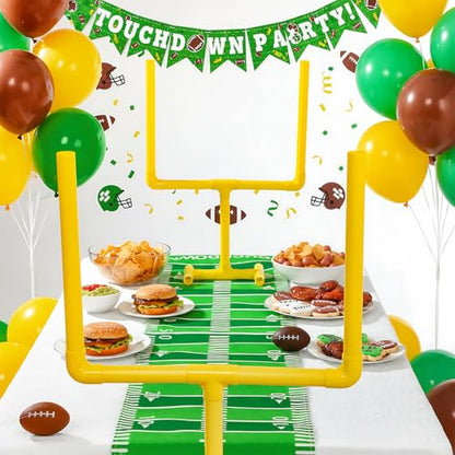 Moukeren 3 Pcs Football Party Decorations Football Table Runner with Plastic Goal Post Centerpieces 23.62" x 47.24" Soccer Goal Post Field Table Decor for Sports Theme Birthday Party - size: 118.11" X 23.62", 23.62" X 47.24"