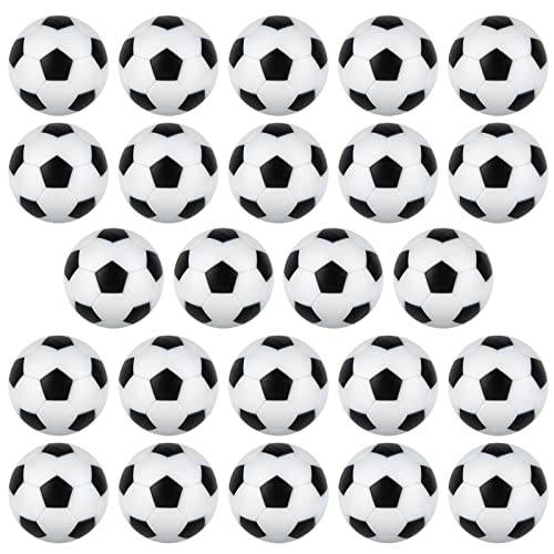 Coopay 24 Pieces 32mm Foosball Balls Table Multicolor Football Soccer Replacement Balls for Official Tabletop Game - color: black/ white pentagon