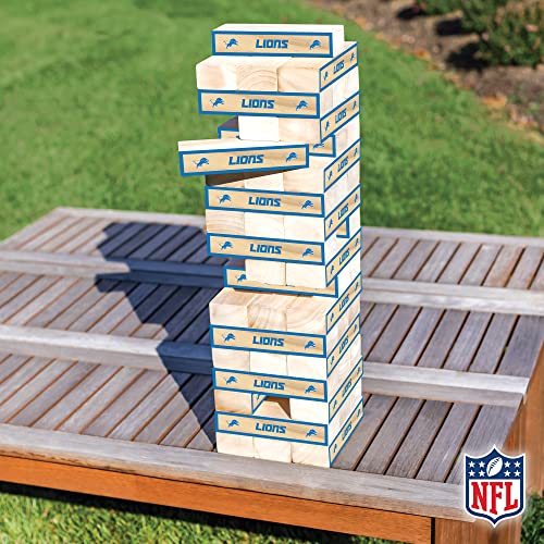 Wild Sports NFL Giant Stacking Wooden Blocks – Tumbling Tower Classic Family Game Stacks – Great Gift for Any Football Fan! - color: Detroit Lions