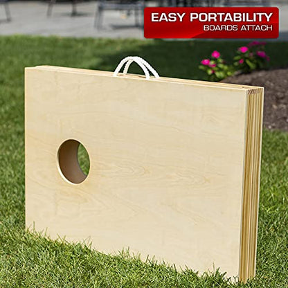 Backyard Champs Wood Cornhole Sets - Bean Bag Toss with 2 Cornhole Boards and 8 Bean Bags'