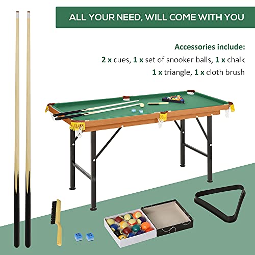Soozier 55" Portable Folding Billiards Table Game Pool Table for Whole Family Number Use with Cues, Ball, Rack, Chalk