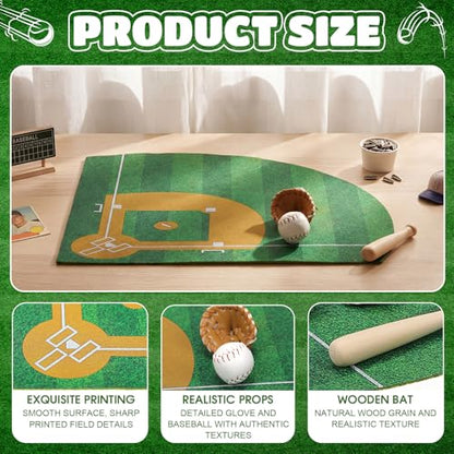 16Pcs Baseball Centerpieces for Tables -Sport Party Table Decorations Kit with Baseball Felt Mat, Bats Mini Baseballs, and Gloves for Sport Themed Birthday Party Decor
