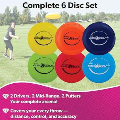 Park & Sun Sports Portable Frisbee/Disc Golf Steel Target Goal with Basket - style: Deluxe 6 Disc Set