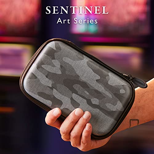 Casemaster Sentinel 6 Dart Case, Holds Extra Accessories, Tips, Shafts and Flights, Compatible with Steel Tip and Soft Tip Darts, Impact & Water Resistant Tactech Shell, Black Camo - color: Black Camo