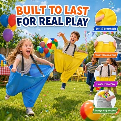 Granny Pants Yard Game for Adults and Kids, Big Pants Ball Catch Game with 2 Giant Pants, Balls, Pumps & Storage Bag, Outdoor Tossing Games for Birthday Party, Backyard Party, Family Reunion - size: Small for Kids-2PCS