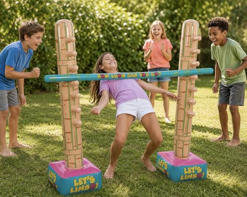 Fun Express Limbo Game for Kids and Adults, 5 Feet Tall Adjustable | 3-Piece Vinyl Kit, Carnival Games Set, Birthday Party Games, Outdoor Games for Pool Party, Luau Games & Field Day Activities