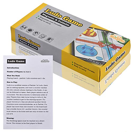 Magnetic Ludo Board Game Set with Folding Board Classic Travel Games for Kids and Adults - 9.84 Inches