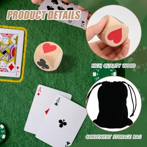 Large Trump Marker Dice Set 1.57'', 2pcs Wooden Euchre Cube with Black Velvet Storage Bag, Trump Indicator for Euchre, Pinochle Bridge Poker and More, Great Gift for Card Game Enthusiasts (2)
