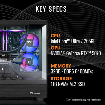 Thermaltake LCGS View u2670-270 Gaming Desktop (Intel® Core™ Ultra 7 265KF, ToughRam 32GB DDR5 6400MT/s RGB Memory, NVIDIA GeForce® RTX 5070, 1TB NVMe M.2, WiFi, Windows 11) V27B-B860-570-LCS - size: 265KF, style: 5070