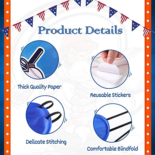 JOARHONAL Pin the Baseball on the Glove - Baseball Party Games for Kids 20" x 28" Baseball Game Poster with 24 Reusable Stickers Sport Themed Birthday Party Favor Sets - style: Baseball