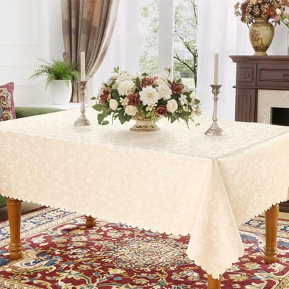 Smiry Rectangle Table Cloth, Waterproof Heavy Duty Vinyl Tablecloths, Wipeable Washable Table Cover for Kitchen and Dining Room (Beige, 52" X 70") - color: Beige, size: 52 in x 70 in