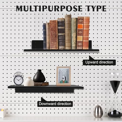 Heavy Duty Pegboard Steel Shelves,Can Be Used for Walls or Pegboards,Floating Steel Shelves for Wall,Pegboard Shelf,Suitable for Bathroom,Bedroom,Kitchen and Garage,16 x 7 inch(4 Packs Black)