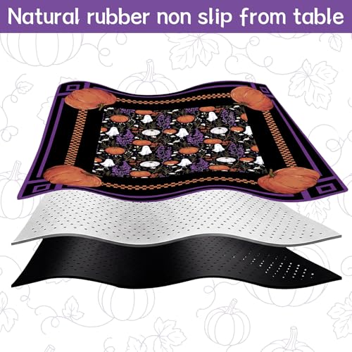 Drydiet Mahjong Mat for Table 31.5 x 31.5 Inch American Mahjong Mat with Carrying Bag, Non-Slip Noise Reduction Table Item for Family Poker Domino Board Game Night & Party Use(Halloween)