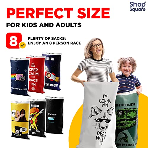 Potato Sack Race Bags | Yard Games | Durable, Interwoven Plastic | Fun, Meme Designs | Family Games For Kids And Adults | Party Supplies | Easter, BBQ, Picnic, Holiday | Set Of 8 | 23’’ x 40’’