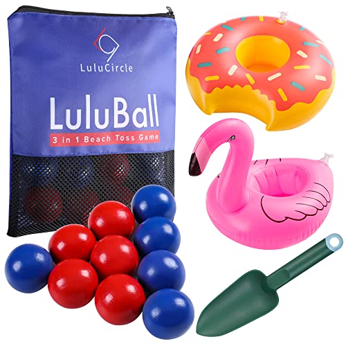 LuluCircle LuluBall Outdoor Beach Toss Game Set 10 Balls, Beach Games, The Beach Must-Have Game for Family Adult Friends (American Blue)