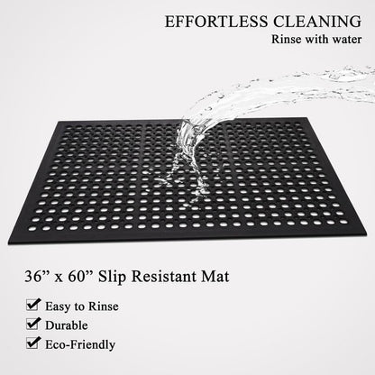 A1HC New All Purpose Anti Fatigue Versatile Rubber Floor Non-Slip Mat with Drain Holes, Perfect as Workplace Mat, Restaurant Kitchen Mat, Commercial Utility Garage Floor Mat - 32" x 47" (3 Pack) - size: 3 Pack - 47"L x 32"W x 0.6"Th