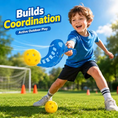Toddmomy Sports Scoop Balls Set for Kids Outdoor Toss and Catch Game with 2 Pairs of Rackets and Balls Interactive Family Toy for Physical Activity and Motor Skills Development
