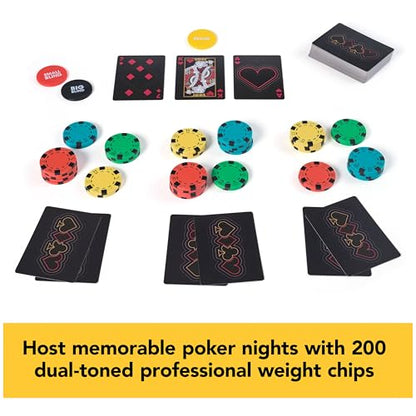 Spin Master Games, Cardinal Legacy Deluxe 200-Piece Poker Set, Premium Dual-Toned Poker Chips in Wooden Storage Case, 2-10 Players, for Ages 10 & Up - color: Multicolor