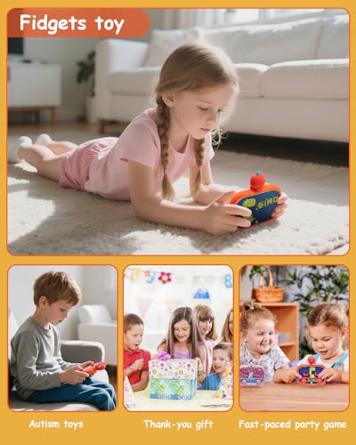 Handheld Water Game with Light – Water Ball Target Toy for Kids Ages 3+, Retro Fidget Toy, Screen-Free Car Travel Game, Road Trip Toy, Airplane Entertainment, Portable Autism-Friendly Gift - color: Orange Dinosaur