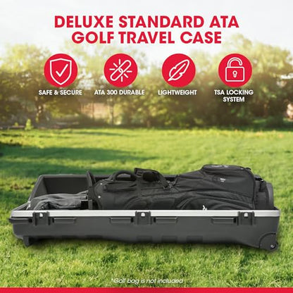 SKB Staff ATA Hard Shell Plastic Golf Travel Case for Cart Bags with 2 Wheels - Heavy-Duty Rolling Club and Driver Carrier for Airline Transport, Impact-Resistant with TSA Locking Latches - size: Medium