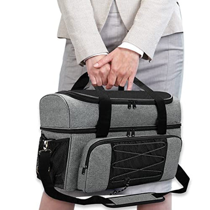 LRTJ Bowling Bags 2 Balls and Shoes-Bag for Bowling ball-Bowling bag with Wooden Ball Holder-Double Balls Tote Bag fits a Single Pair of Bowling Shoes Up to Mens Size 16 and Extra Essentials