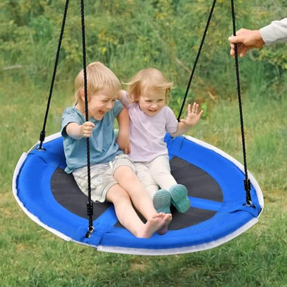 Trekassy 700lbs 40” Saucer Tree Swing with LED Lights for Kids Adults Outdoor 2 Tree Hanging Straps-Blue - color: Blue