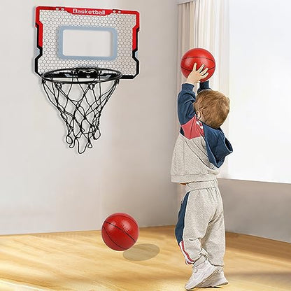 Indoor Basketball Hoop with 2 Balls & Complete Accessories, Over The Door & Mini Hoop for Kids & Adults